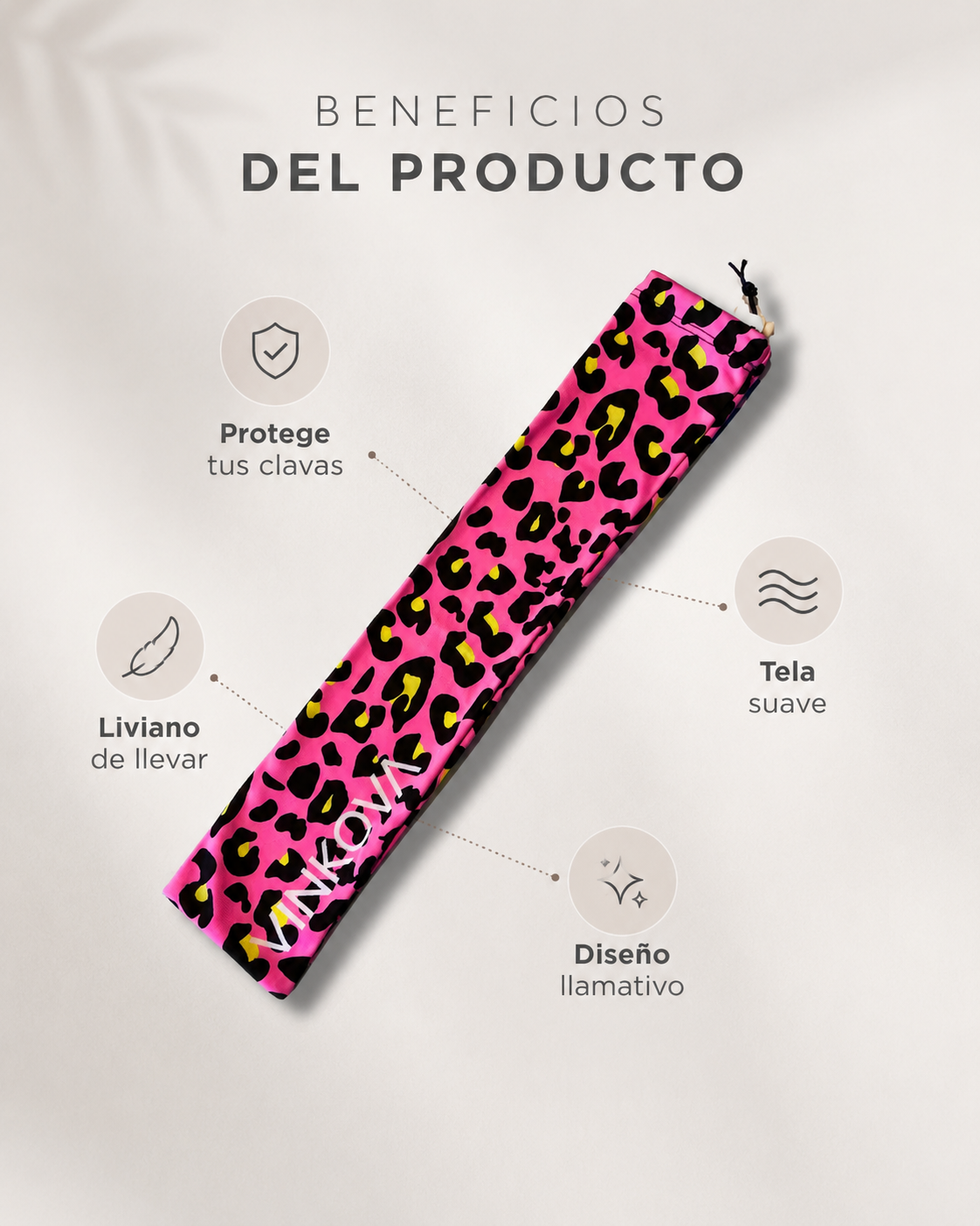 Funda de Clavas VINKOVA Pink Cheetah para Gimnasia Rítmica