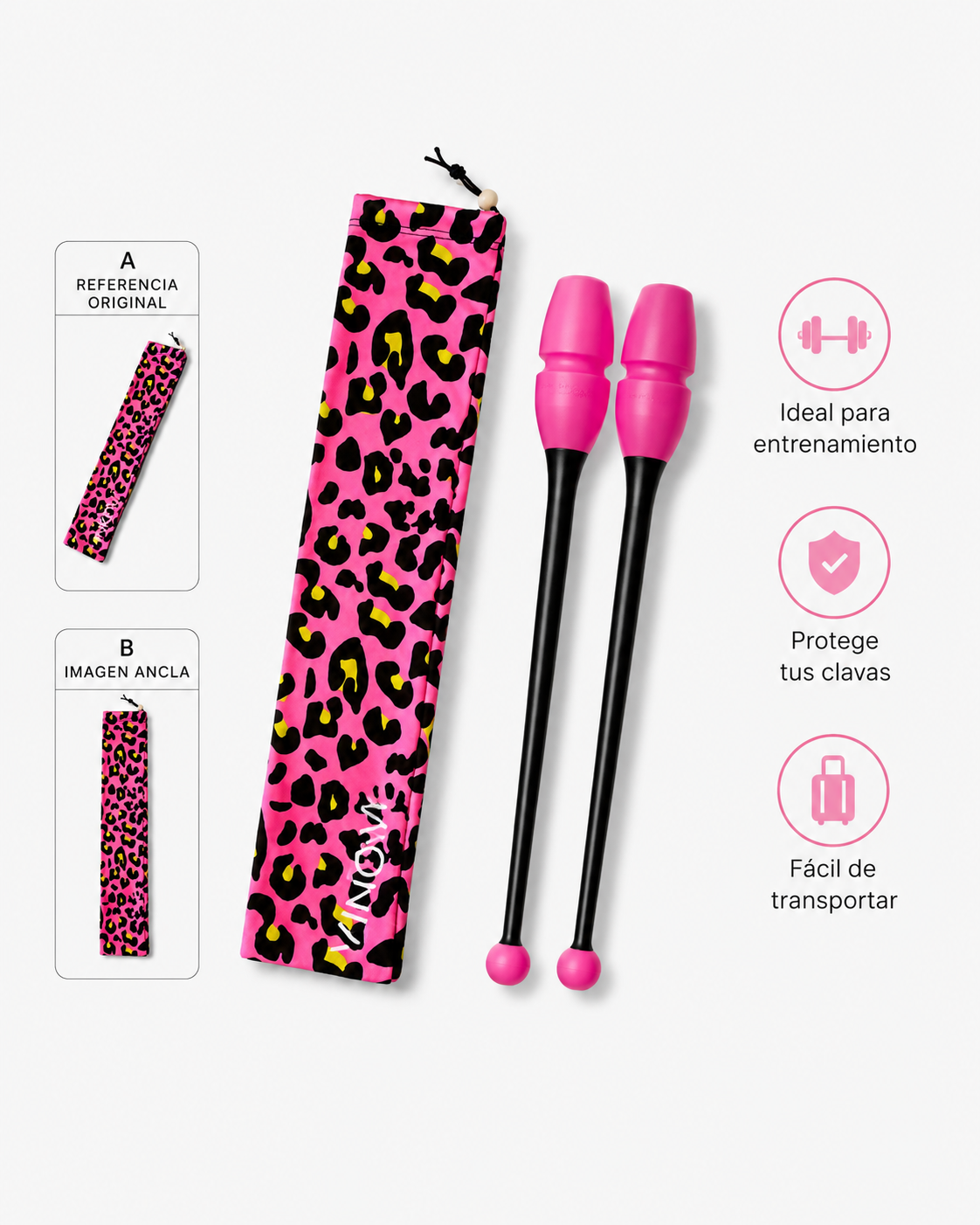 Funda de Clavas VINKOVA Pink Cheetah para Gimnasia Rítmica