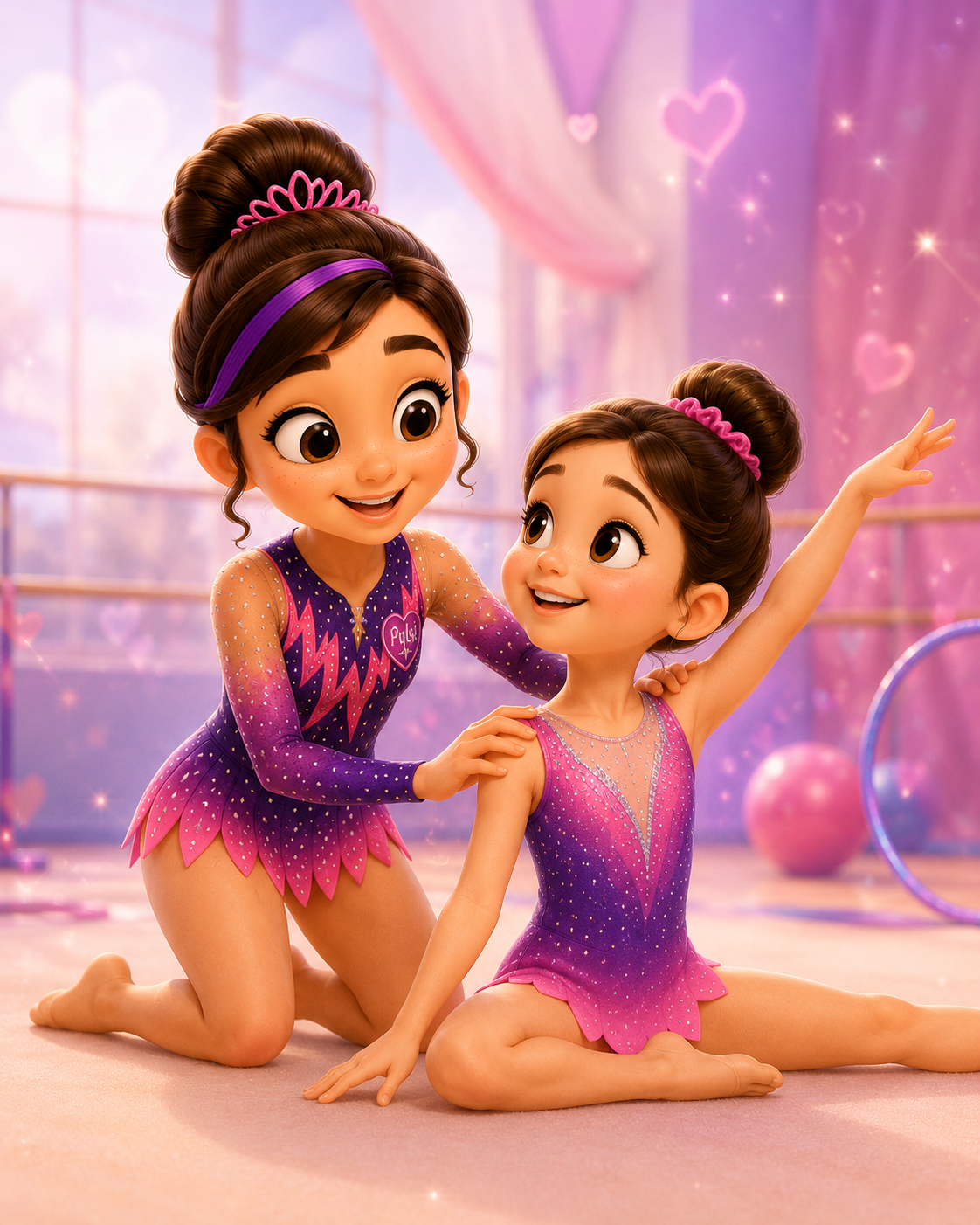 Pulsi motivando a una niña gimnasta
