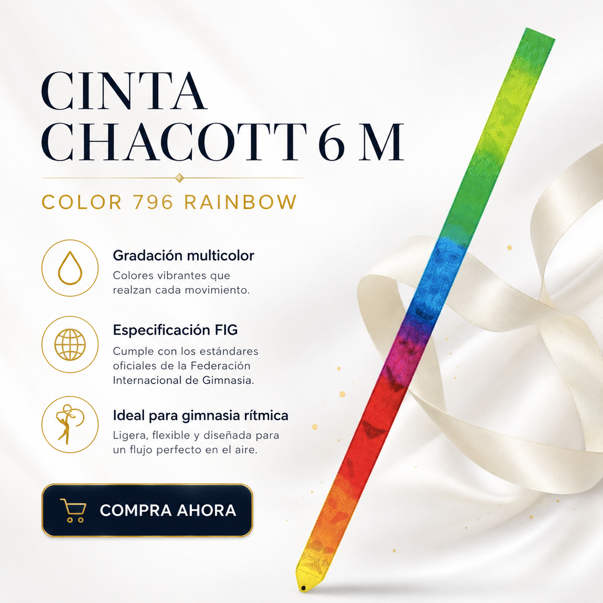 Ficha visual de la Cinta Chacott Gradación 6 m Rainbow 796