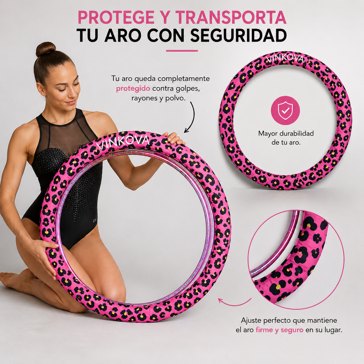 Funda de Aro VINKOVA Pink Cheetah para Gimnasia Rítmica