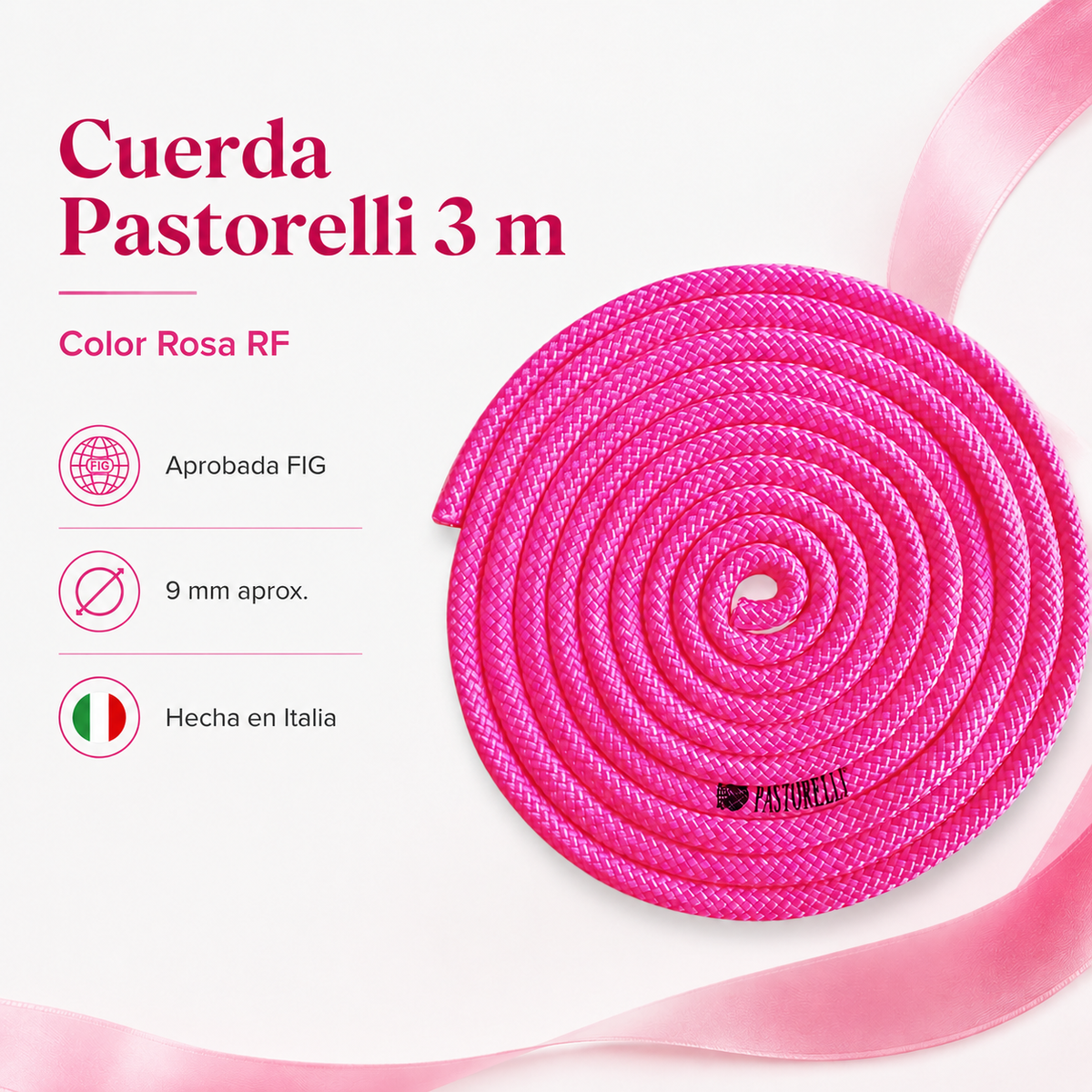 Gimnasta rítmica utilizando cuerda Pastorelli Rosa RF
